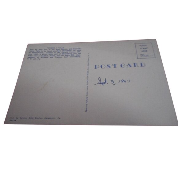 Vintage Postcard unposted waterfall Winona 5 Falls PA 60s Stroudsburg Poconos - Picture 2 of 3